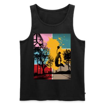 Basket-ball basketteur basketteur Fan Vintage Rétro - Débardeur bio Premium Homme - noir - Devant - Michal (187cm)