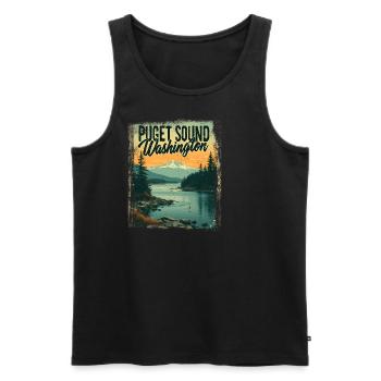 Puget Sound Bucht Washington State Retro Vintage - Männer Premium Bio Tank Top - Schwarz - Vorne - AI Model Male 178 light (178cm)