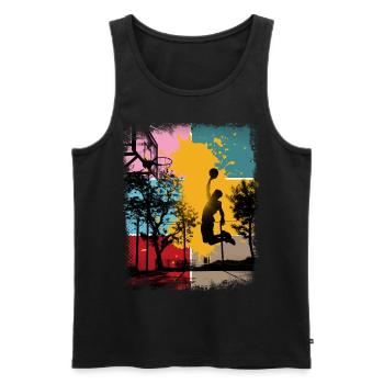 Basket-ball basketteur basketteur Fan Vintage Rétro - Débardeur bio Premium Homme - noir - Devant - Michal (187cm)