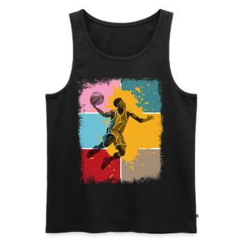 Basket-ball basketteur basketteur Fan Vintage Rétro - Débardeur bio Premium Homme - noir - Devant - Michal (187cm)