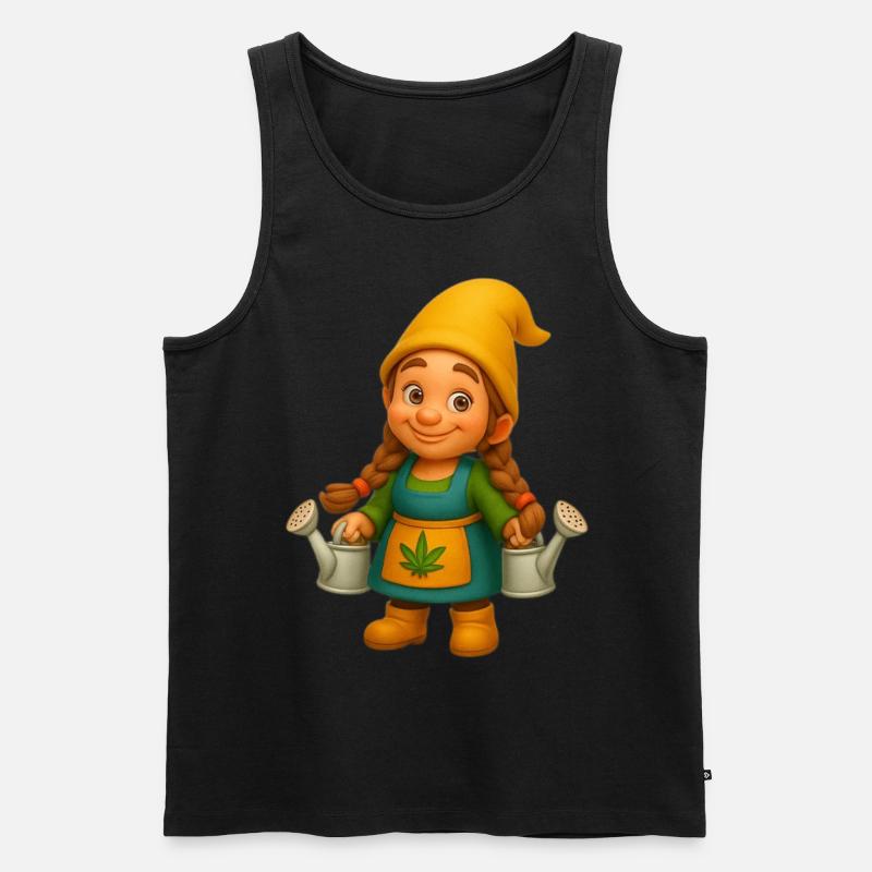 Zwergin mit Gießkannen - Männer Premium Bio Tank Top - Schwarz