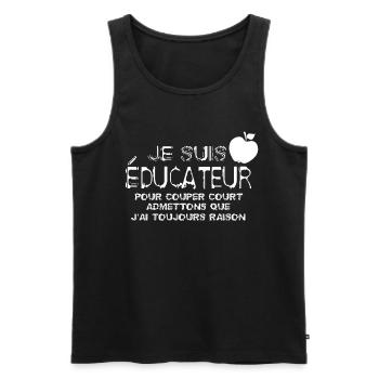 Je suis Éducateur - Débardeur bio Premium Homme - noir - Devant - AI Model Male 178 light (178cm)