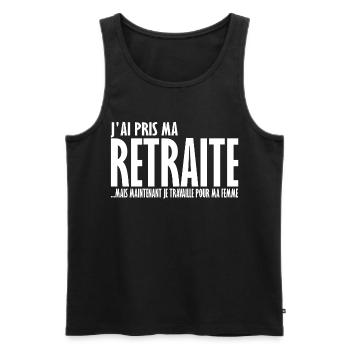 J'ai pris ma retraite - Débardeur bio Premium Homme - noir - Devant - Michal (187cm)
