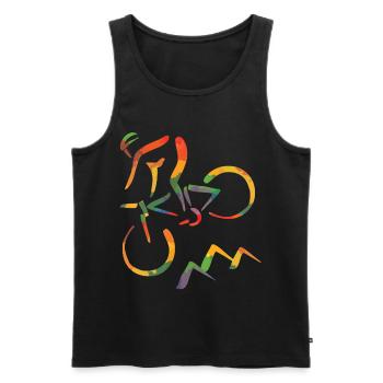 Farbiger Mountainbiker - Männer Premium Bio Tank Top - Schwarz - Vorne - AI Model Male 178 light (178cm)