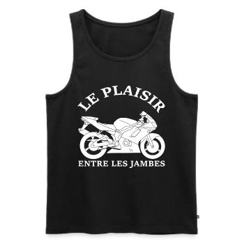 Le plaisir de la moto - Débardeur bio Premium Homme - noir - Devant - AI Model Male 178 light (178cm)