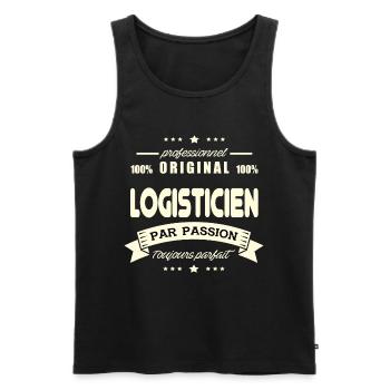 Logisticien Original - Débardeur bio Premium Homme - noir - Devant - Michal (187cm)