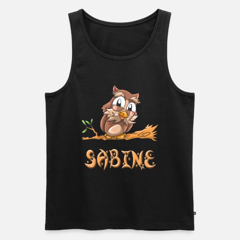 Eule Sabine - Männer Premium Bio Tank Top - Schwarz
