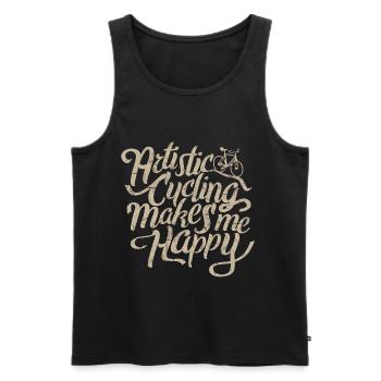 Artistic Cycling, Artistic Cycling, Makes Me Happy - Men's Premium Organic Tank Top - black - Front - Michal (187cm)