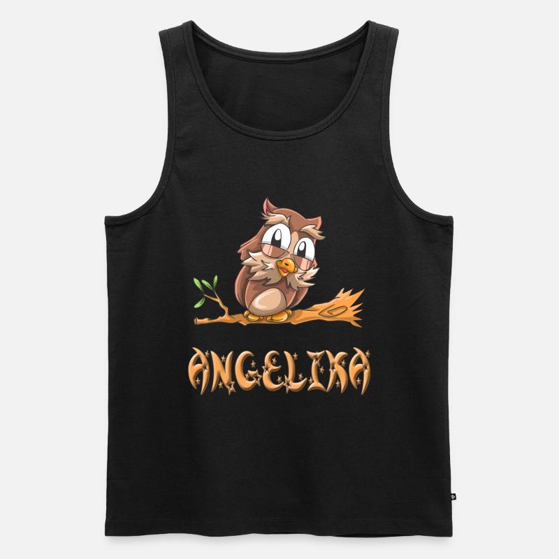 Eule Angelika - Männer Premium Bio Tank Top - Schwarz
