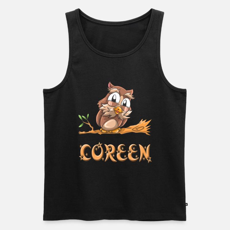 Eule Coreen - Männer Premium Bio Tank Top - Schwarz