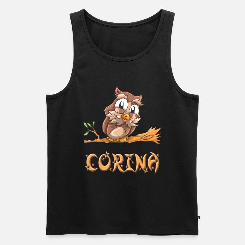 Eule Corina - Männer Premium Bio Tank Top - Schwarz