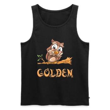 Golden owl - Men's Premium Organic Tank Top - black - Front - AI Model Male 178 light (178cm)