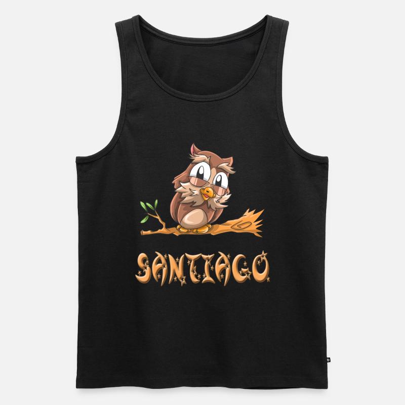 Eule Santiago - Männer Premium Bio Tank Top - Schwarz