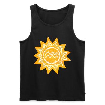 Abstract sun design in shades of yellow Mallorca - Men's Premium Organic Tank Top - black - Front - AI Model Male 178 light (178cm)