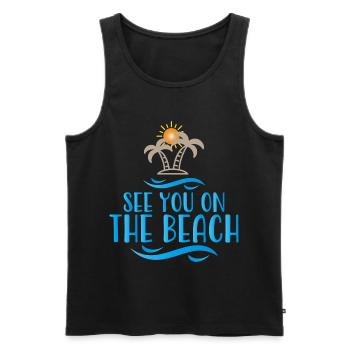 Strand - Männer Premium Bio Tank Top - Schwarz - Vorne - AI Model Male 178 light (178cm)