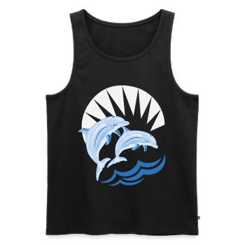 Delfine über den Wellen - Männer Premium Bio Tank Top - Schwarz - Vorne - AI Model Male 178 light (178cm)
