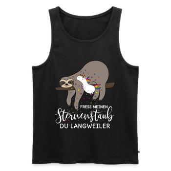 Sloth unicorne disant manger ma poussière d'étoiles - Débardeur bio Premium Homme - noir - Devant - Michal (187cm)