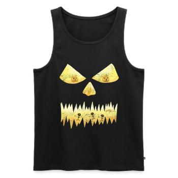 Visage de citrouille d'Halloween - Débardeur bio Premium Homme - noir - Devant - AI Model Male 178 light (178cm)