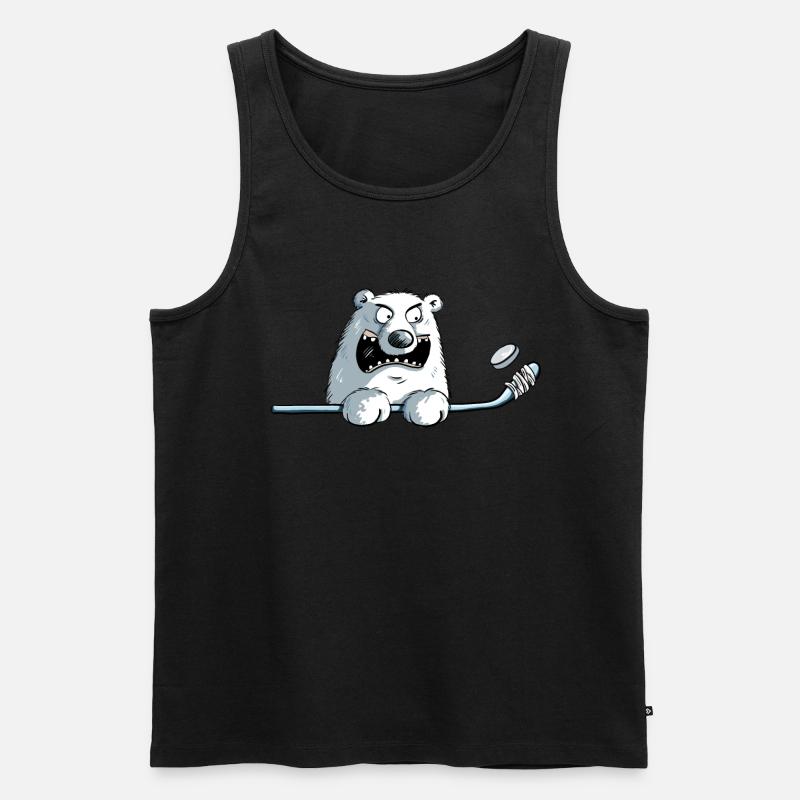 Cooler Eisbär Mit Eishockeyschläger I Eishockey - Männer Premium Bio Tank Top - Schwarz