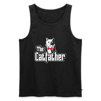 The Catfather - Katzen Design - Männer Premium Bio Tank Top - Schwarz - Vorne - AI Model Male 178 light (178cm)