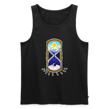 "TIME" - time - Men's Premium Organic Tank Top - black - Front - AI Model Male 178 light (178cm)