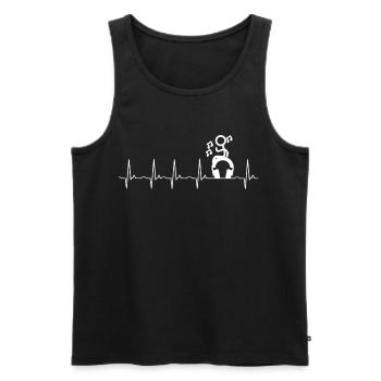 DJ - Kopfhörer - Herzschlag - Männer Premium Bio Tank Top - Schwarz - Vorne - Michal (187cm)