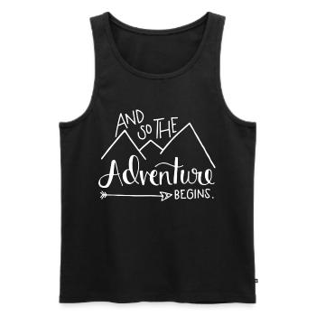 Mountain Adventure Inspirierendes Design - Männer Premium Bio Tank Top - Schwarz - Vorne - AI Model Male 178 light (178cm)