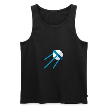 Satellite dans l’espace – Icône bleue de l’espace - Débardeur bio Premium Homme - noir - Devant - AI Model Male 178 light (178cm)