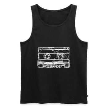 Cassette rétro - Débardeur bio Premium Homme - noir - Devant - AI Model Male 178 light (178cm)