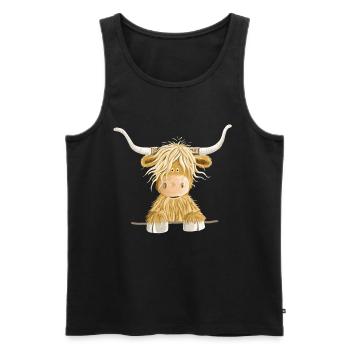 Cadeau de vache drôle Highland Scottish Highland - Débardeur bio Premium Homme - noir - Devant - Michal (187cm)