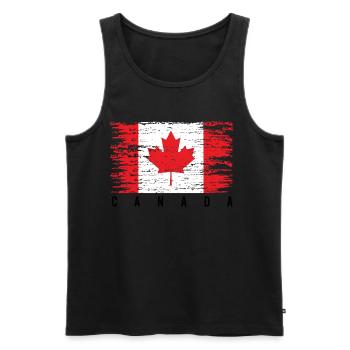 Drapeau Canadien en Grunge - Débardeur bio Premium Homme - noir - Devant - Michal (187cm)