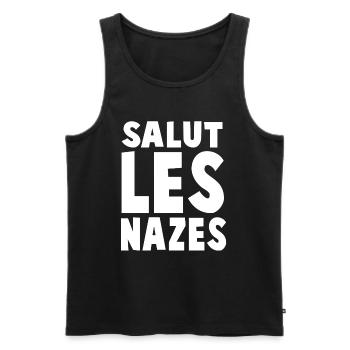 Salutations Macabres Noir et Blanc - Débardeur bio Premium Homme - noir - Devant - AI Model Male 178 light (178cm)