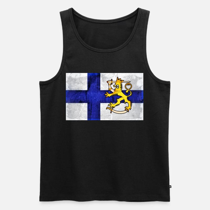 Finnland Flagge + Löwe - Männer Premium Bio Tank Top - Schwarz