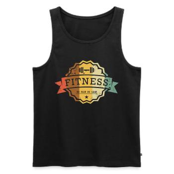 Fitness Badge No Pain No Gain - Men's Premium Organic Tank Top - black - Front - Michal (187cm)