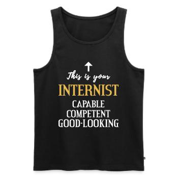Physician internist competent handsome gift - Men's Premium Organic Tank Top - black - Front - AI Model Male 178 light (178cm)