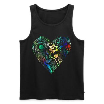 Blumenherz Regenbogen - Männer Premium Bio Tank Top - Schwarz - Vorne - AI Model Male 178 light (178cm)