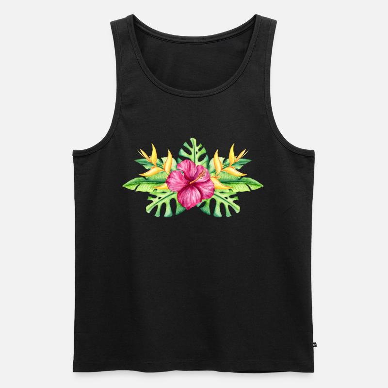 Floraison tropicale colorée - Débardeur bio Premium Homme - noir