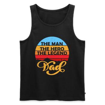 Man Hero Legend Dad - Männer Premium Bio Tank Top - Schwarz - Vorne - Michal (187cm)