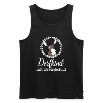 dorfkind mit eselsgeduld - Männer Premium Bio Tank Top - Schwarz - Vorne - Michal (187cm)