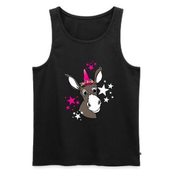 donkey unicorn - cute donkey with unicorn - Men's Premium Organic Tank Top - black - Front - AI Model Male 178 light (178cm)