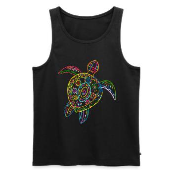 Tortue Tortue de mer Tribal Hawaii Vintage - Débardeur bio Premium Homme - noir - Devant - AI Model Male 178 light (178cm)