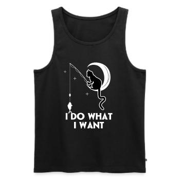 Ich mache was ich will Lustige Katze - Männer Premium Bio Tank Top - Schwarz - Vorne - Michal (187cm)