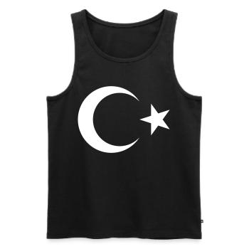 Turkey Flag Motif – Crescent Moon & Star – Powerful - Men's Premium Organic Tank Top - black - Front - AI Model Male 178 light (178cm)