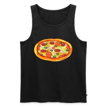 Pizza - Männer Premium Bio Tank Top - Schwarz - Vorne - AI Model Male 178 light (178cm)