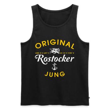 Original Rostocker Jung - Männer Premium Bio Tank Top - Schwarz - Vorne - AI Model Male 178 light (178cm)