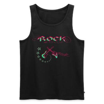Rock Star Neon - Men's Premium Organic Tank Top - black - Front - Michal (187cm)