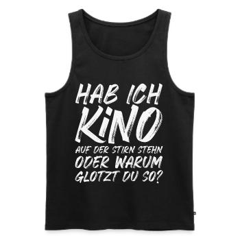 Kino auf der Stirn stehn oder warum glotzt du so? - Männer Premium Bio Tank Top - Schwarz - Vorne - AI Model Male 178 light (178cm)