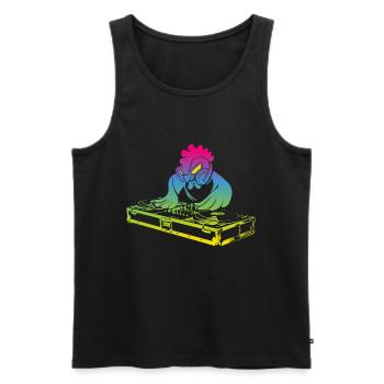 Producteur de musique vintage cool DJ Chicken - Débardeur bio Premium Homme - noir - Devant - Michal (187cm)
