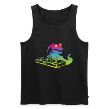 Cool vintage music producer DJ Dino T-Rex - Men's Premium Organic Tank Top - black - Front - Michal (187cm)