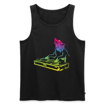 Cool vintage music producer DJ Wolf - Men's Premium Organic Tank Top - black - Front - Michal (187cm)